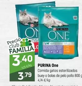 Oferta de Purina - One Comida Gatos Esterilizados Buey O Bolas De Pelo Pollo por 3,79€ en Coviran