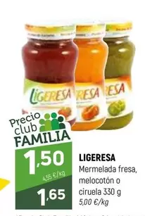Oferta de Ligeresa - Mermelada Fresa, Melocotón O Ciruela por 1,65€ en Coviran