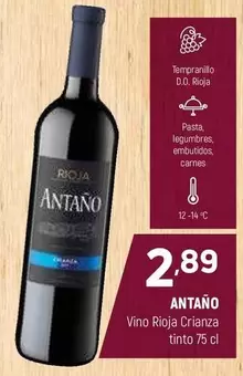Oferta de De antaño - Vino Rioja Crianza Tinto por 2,89€ en Coviran
