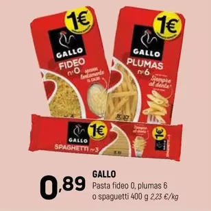 Oferta de Gallo - Pasta Fideo por 0,89€ en Coviran