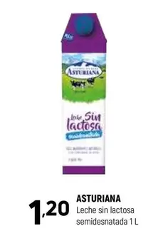 Oferta de La Asturiana - Leche Sin Lactosa Semidesnatada por 1,2€ en Coviran