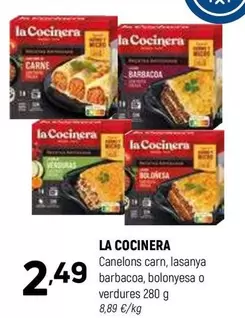 Oferta de La Cocinera - Canelons Carn, Lasanya Barbacoa, Bolonyesa O Verdures por 2,49€ en Coviran