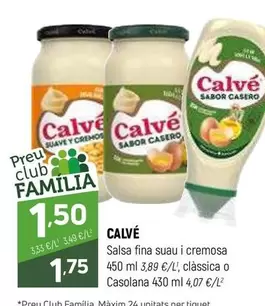 Oferta de Calvé - Salsa Fina Suau I Cremosa por 1,75€ en Coviran