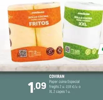 Oferta de Coviran - Paper Cuina Especial Fregits 2 U. O Xl 2 Capes 1 U. por 1,09€ en Coviran