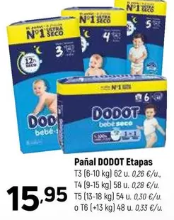 Oferta de Seco - Pañal Dodot por 15,95€ en Coviran