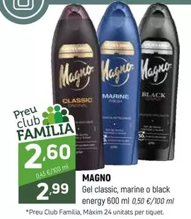 Oferta de Magno - Gel Classic, Marine O Black Energy por 2,99€ en Coviran