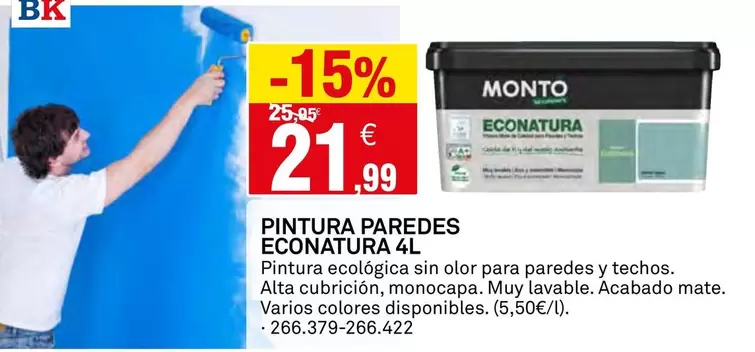 Oferta de Monto - Pintura Paredes Econatura  por 21,99€ en Bricoking