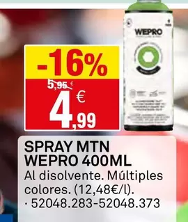 Oferta de Wepro - Spray Mtn por 4,99€ en Bricoking