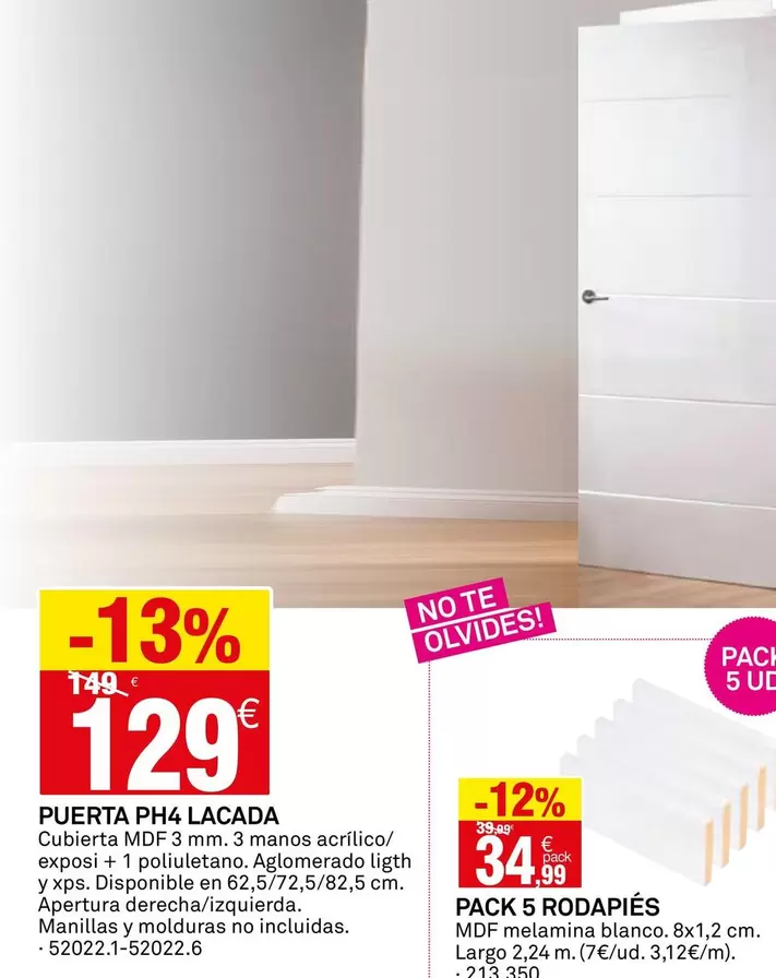 Oferta de Puerta Ph4 Lacada por 129€ en Bricoking