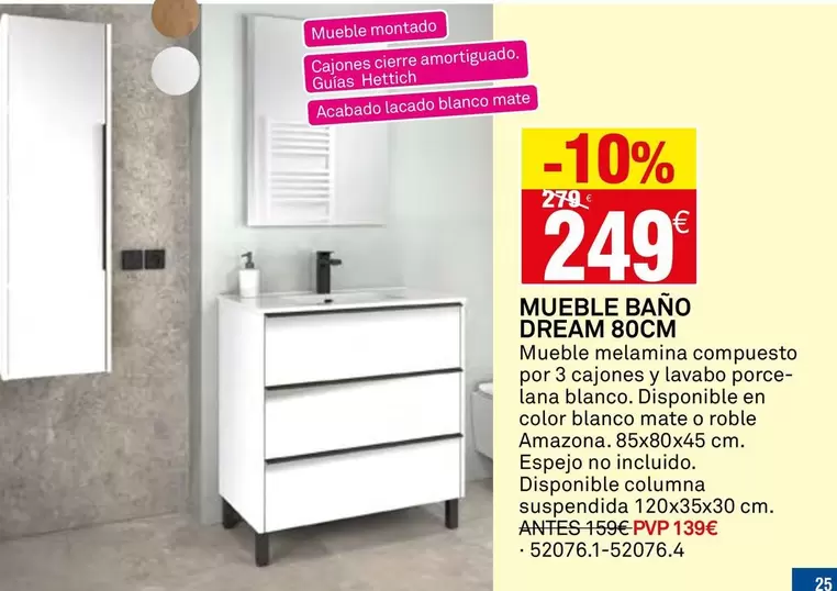 Oferta de Mueble Bano Dream por 249€ en Bricoking
