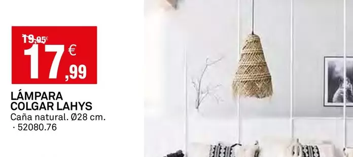 Oferta de Lámpara Colgar Lahys por 17,99€ en Bricoking