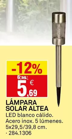 Oferta de Lampara Solar Altea por 5,69€ en Bricoking