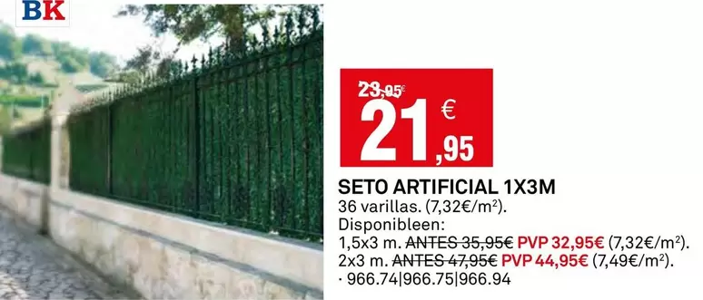 Oferta de Seto Artificial 1x3m por 21,95€ en Bricoking