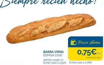 Oferta de Barra Viena por 0,75€ en Supermercados La Despensa