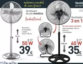 Oferta de Ventilador De Pie Metalico  por 39€ en Mi Bricolaje