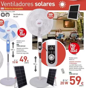 Oferta de Ventiladores Solares por 59€ en Mi Bricolaje