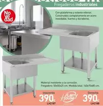 Oferta de Fregaderos Industriales por 390€ en Mi Bricolaje