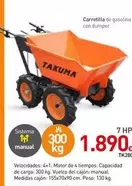 Oferta de Takuma - Carretilla De Gascolina Con Dumper por 1890€ en Mi Bricolaje