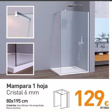 Oferta de Cristal - Mampara 1 Hoja  6 Mm por 129€ en Mi Bricolaje