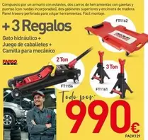 Oferta de Gato Hidraulico + Juego De Caballetes + Camilla Para Mecanico por 990€ en Mi Bricolaje
