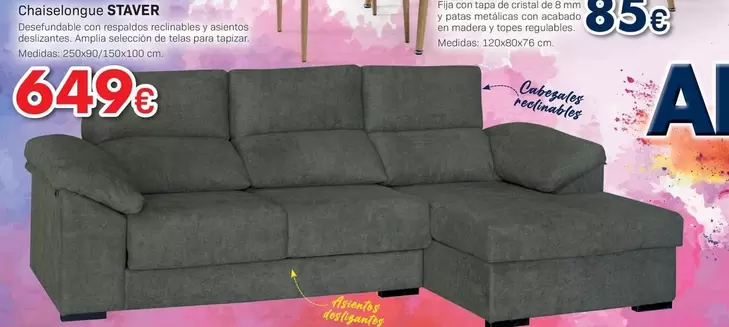 Oferta de Chaiselongue Staver por 649€ en Tifón Muebles