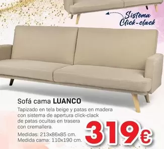 Oferta de Sofá Cama Luanco por 319€ en Tifón Muebles