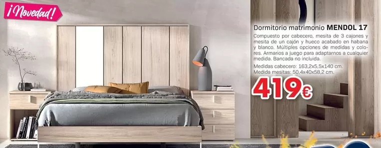 Oferta de Dormitorio Matrimonio por 419€ en Tifón Muebles