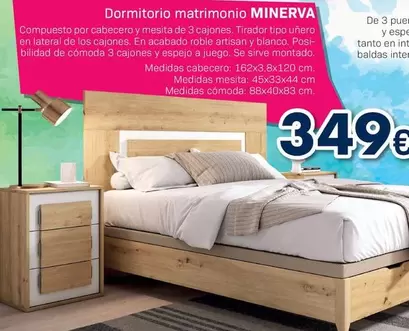 Oferta de Dormitorio Matrimonio Minerva por 349€ en Tifón Muebles