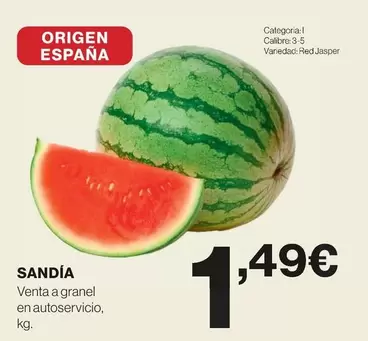 Oferta de Origen - Sandía por 1,49€ en El Corte Inglés