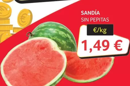 Oferta de Sandía Sin Pepitas por 1,49€ en Gros Mercat