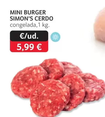 Oferta de Mini Burger Simon's Cerdo por 5,99€ en Gros Mercat