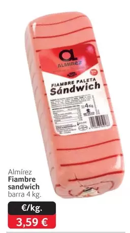 Oferta de Almirez - Fiambre Sandwich por 3,59€ en Gros Mercat