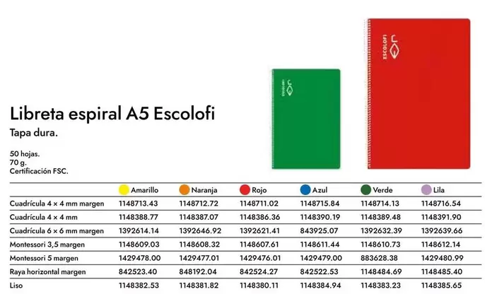 Oferta de Libreta Espiral A5 Escolofi en Abacus
