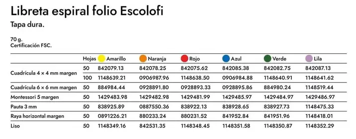 Oferta de Libreta Espiral Folio Escolofi en Abacus