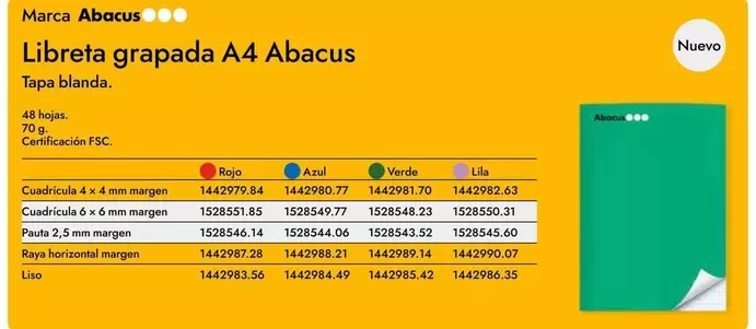 Oferta de Abacus - Libreta Grapada A4  en Abacus