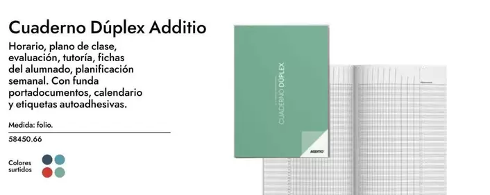 Oferta de Cuaderno Dúlplex Additio por 649,65€ en Abacus