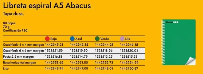 Oferta de Abacus - Libreta Espiral A5 en Abacus