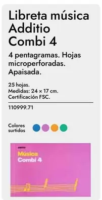 Oferta de Libreta Musica Additio Combi 4 en Abacus