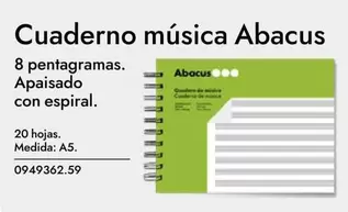 Oferta de Abacus - Cuaderno Música  en Abacus