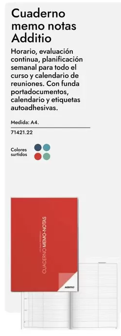Oferta de Cuaderno Memo Notas Additio en Abacus