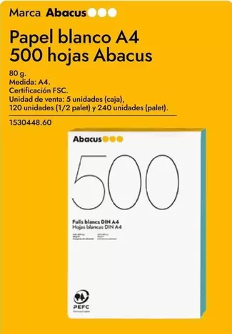 Oferta de Abacus - Papel  A4 500 Hojas  en Abacus