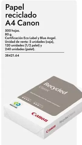 Oferta de Canon - Papel Reciclado A4 en Abacus