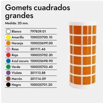 Oferta de Gomets Cuadrados Grandes en Abacus