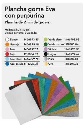Oferta de Eva - Plancha Goma Con Purpurina en Abacus