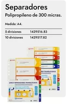 Oferta de Separadores Polipropileno De 300 Micros. en Abacus