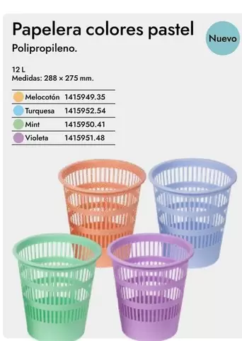 Oferta de Papelera Colores Pastel en Abacus