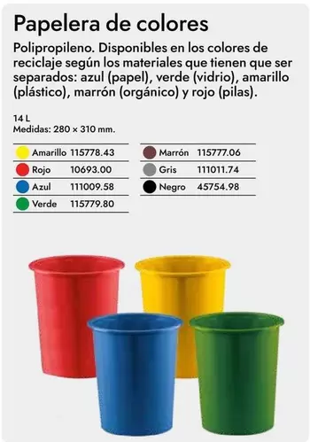 Oferta de Papelera De Colores en Abacus