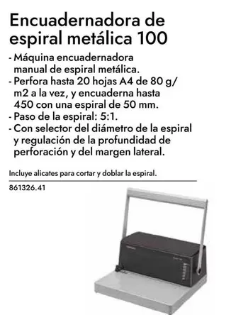 Oferta de Encuadernadora De Espiral Metalica 100 en Abacus