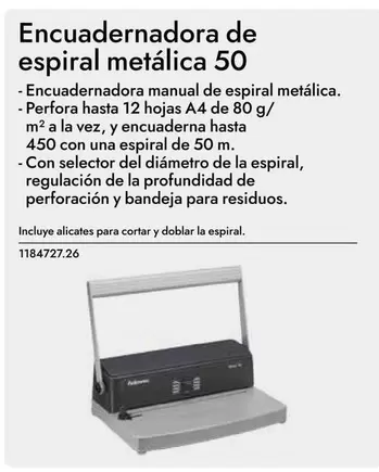 Oferta de Encuadernadora De Espiral Metalica 50 en Abacus