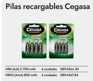 Oferta de Cecasa - Pilas Recargables  en Abacus